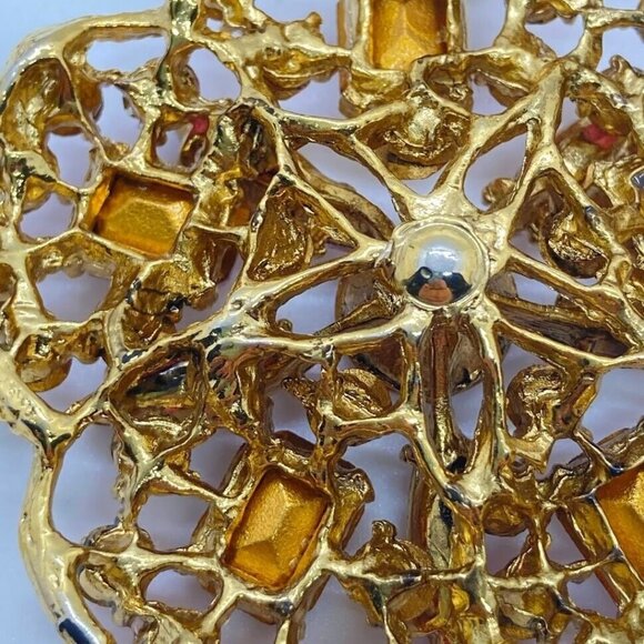 Vintage Pink Crystal Pendant Necklace With Gold Tone Double Rope Chain 30" - Picture 16 of 16